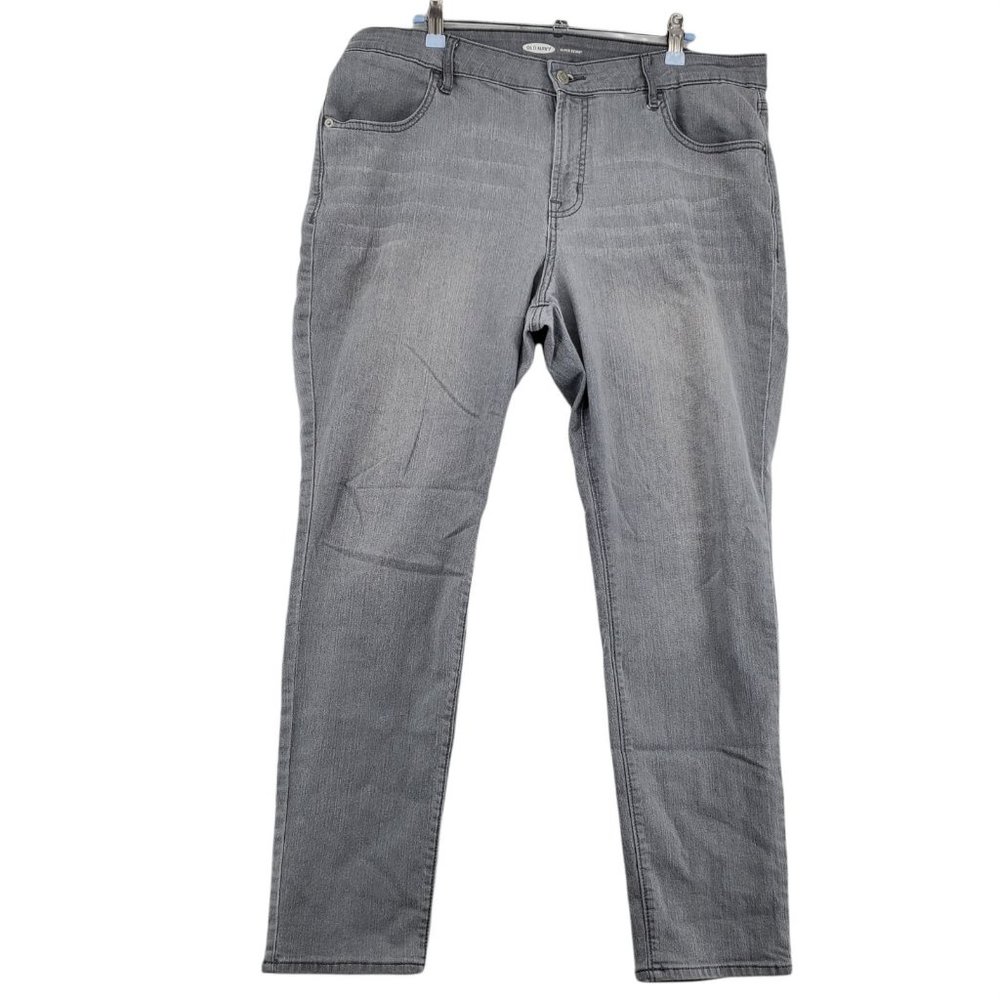 Old Navy Jeans Women's Tapered Leg Super Skinny Fit Denim Stretch Gray 16